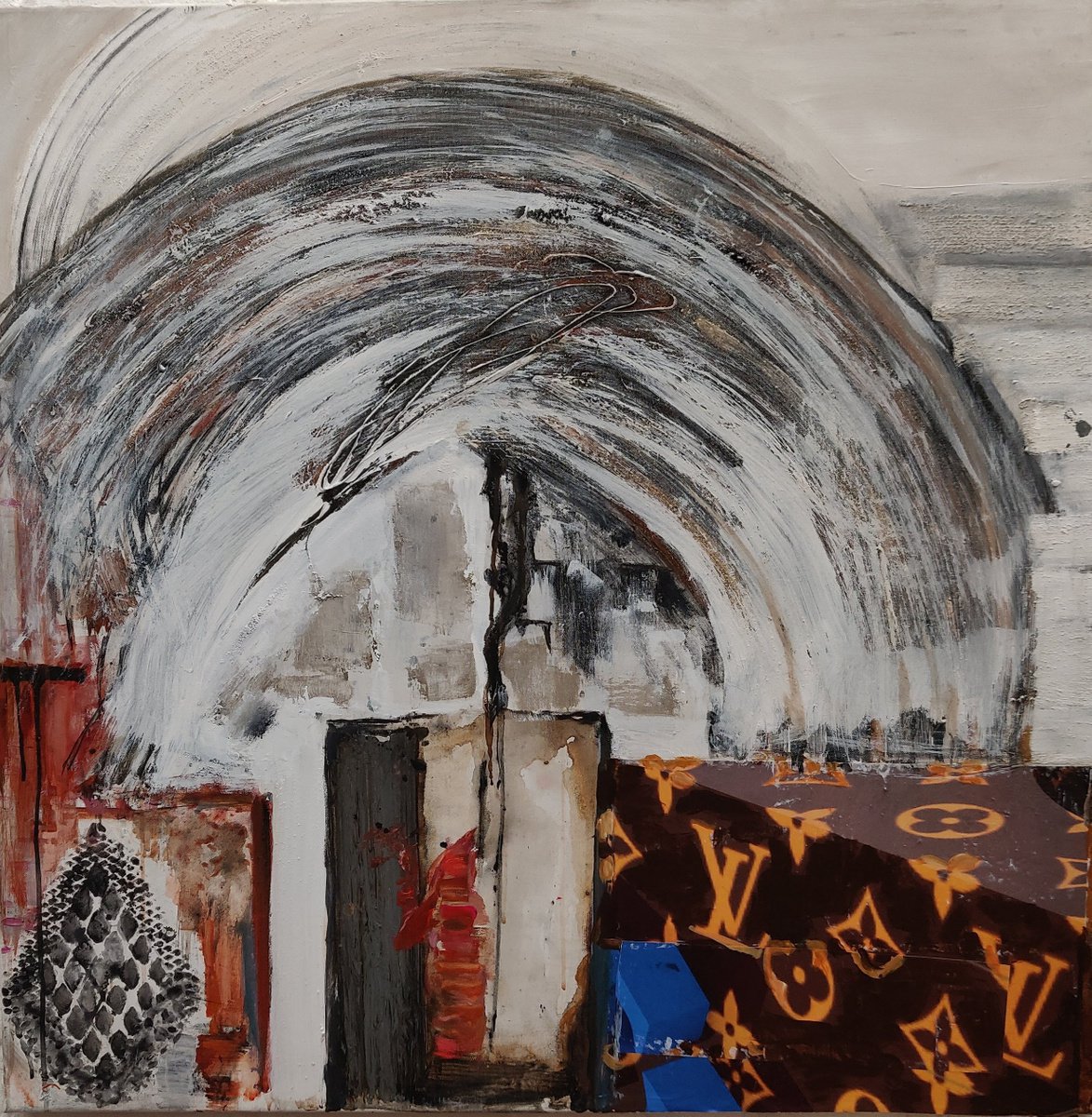 Abstract Acrylic Painting By Sylvie Dodin, 39 X 39", Fashion, Original Artwork