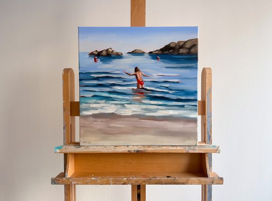Swimming in Ocean Waves