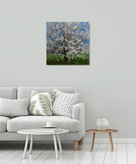 Flowering cherry tree - Original oil painting