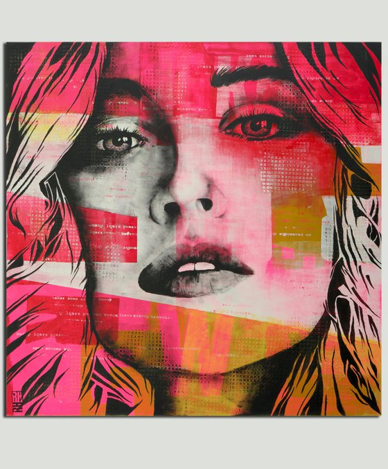 XL Portrait Painting - Pop Song - Pink Pop Art - 150x150cm - Ronald Hunter - 05J