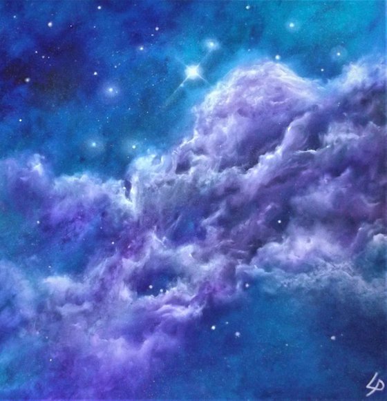 'And The Stars Look Very Different Today' Finger-painted Space Art