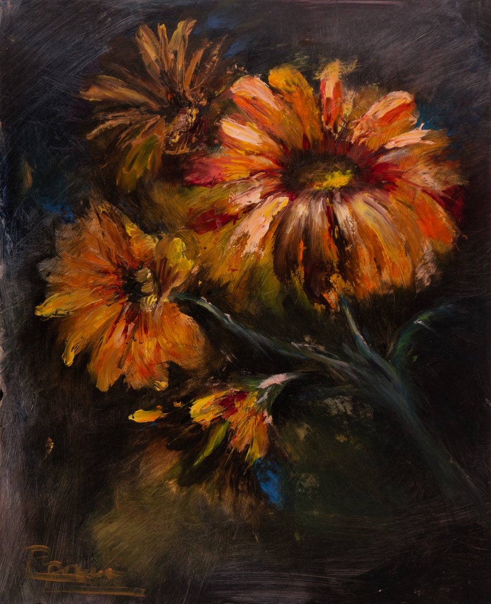 Expressive Oil Painting , Embers Of Bloom By Olga Tchefranov (Shefranov), 13 X 16, Artwork For Sale On Artfinder