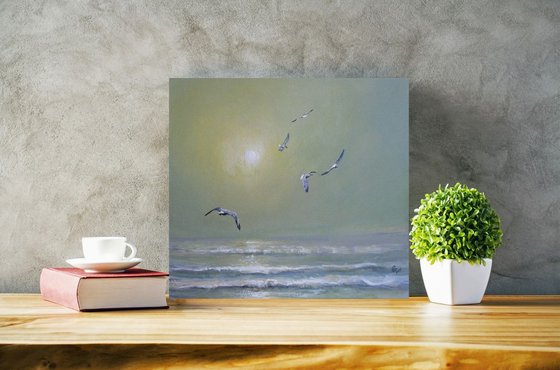 "Seagulls in the haze of morning" SPECIAL PRICE !!!!