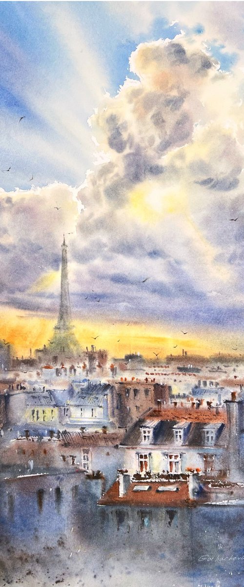 Paris at sunset by Eugenia Gorbacheva