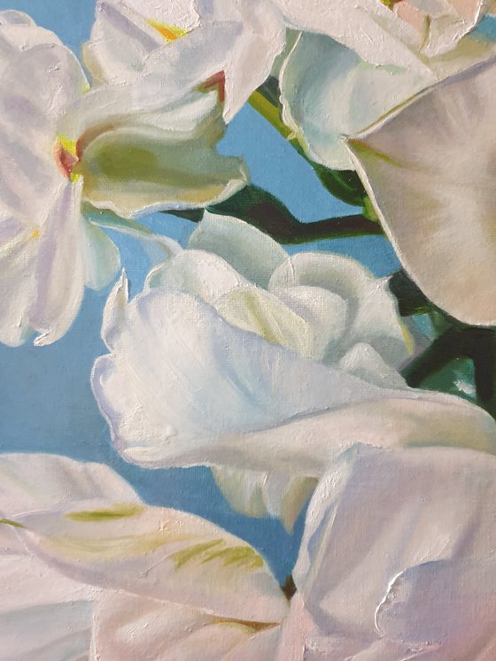 "White bouquet. "   flower  liGHt original painting  GIFT (2021)