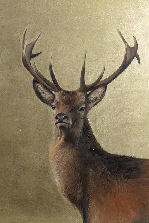 Stag on a Sky of Gold by Alex Jabore