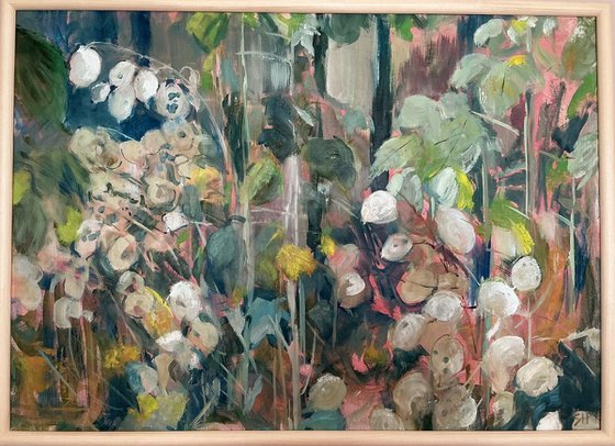 Honesty and Raspberry Canes