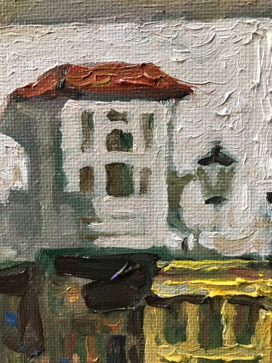 Original Oil Painting Wall Art Signed unframed Hand Made Jixiang Dong Canvas 25cm × 20cm Cityscape High Street Oxford Small Impressionism Impasto