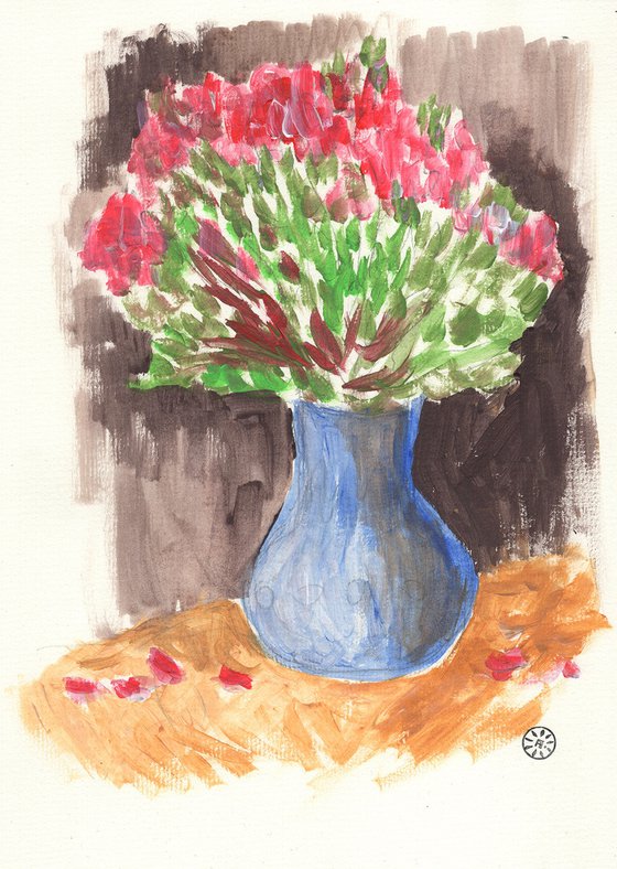 Flowers In A Blue Vase