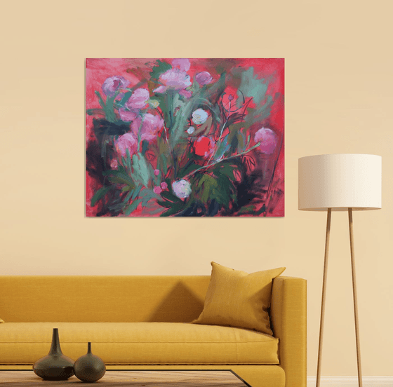 Peonies in red tones