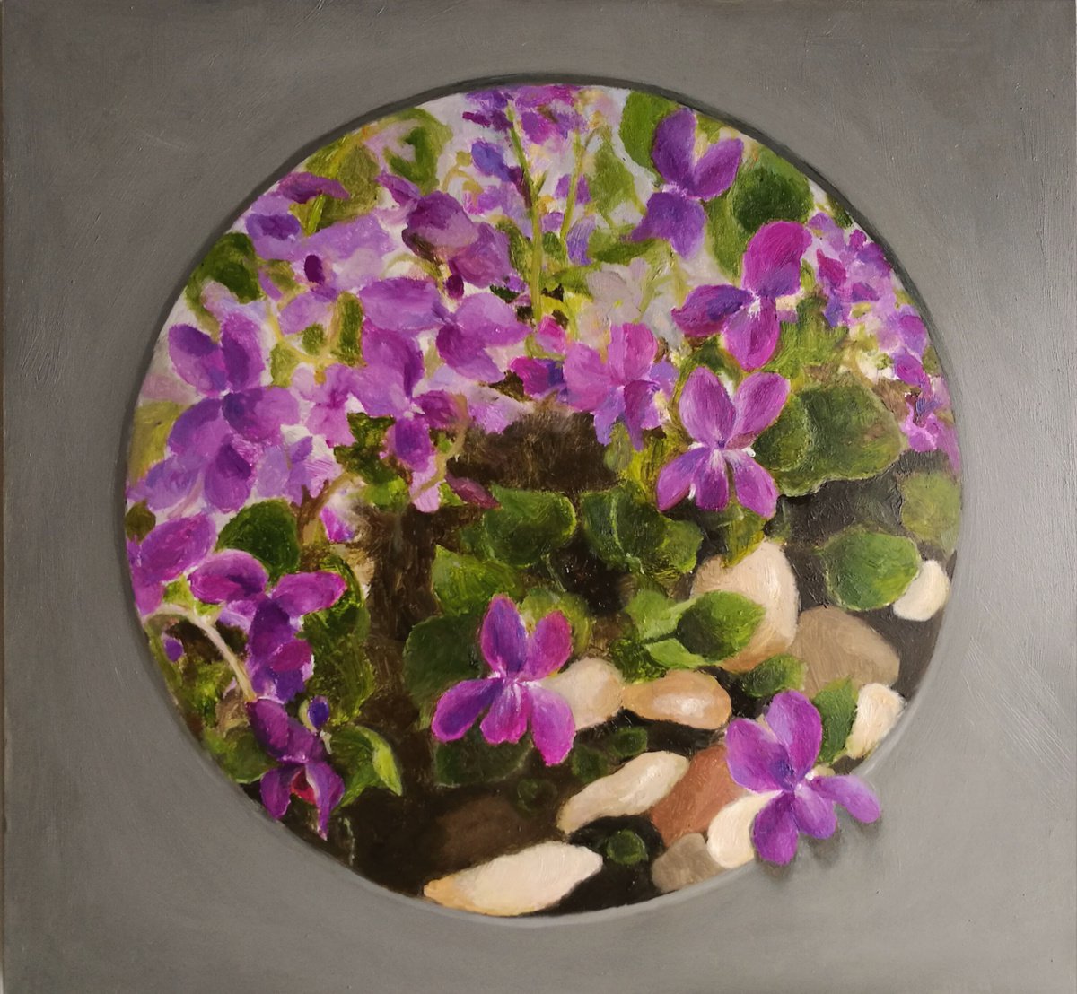 Impressionistic Botanical Oil Painting By Daniela Roughsedge, 11 X 11, Oasis, Original Artwork