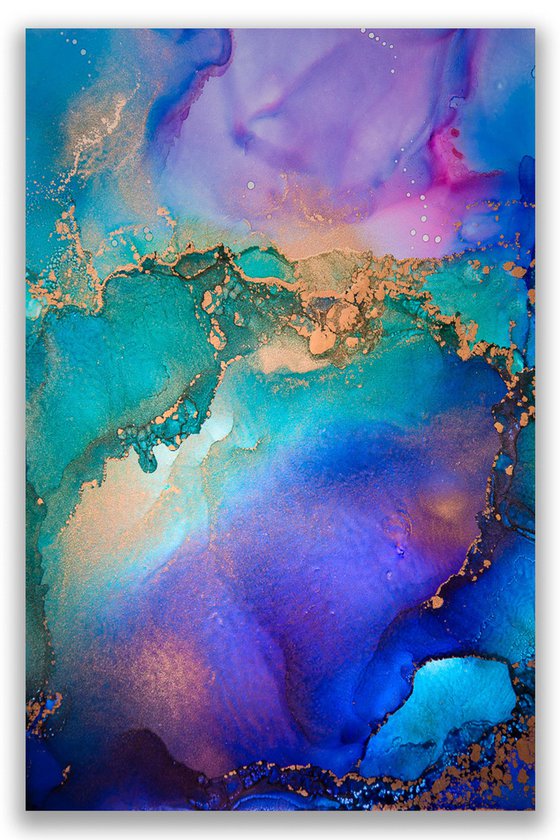 Alcohol Ink Modern Abstract Fluid Painting Print 'Nebula'