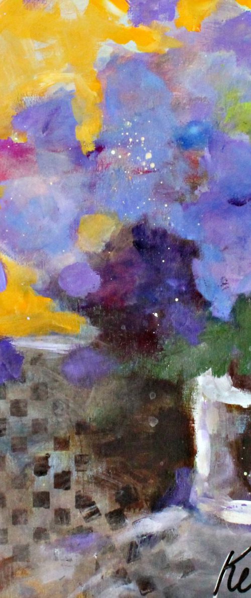 Purple Flowers in a Yellow Room by Kerri McCabe