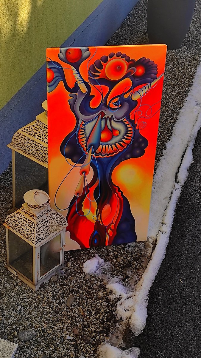 Expressive Abstract Acrylic Painting By Tetiana Borys, 16 X 31", Virtual Insemination, Original Artwork