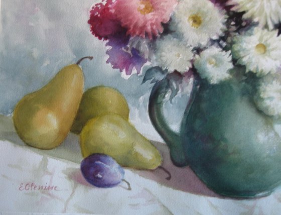 Still life with green vase