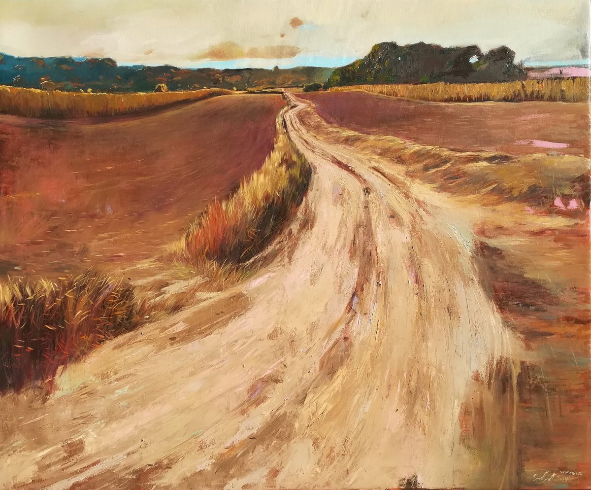 Photorealistic Landscape Oil Painting By Robert Kormos, 47 X 39", When Summer Passes, Original Artwork