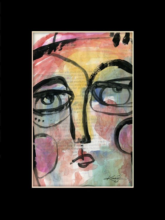 Funky Face 5-912 - Mixed Media Collage Painting by Kathy Morton Stanion