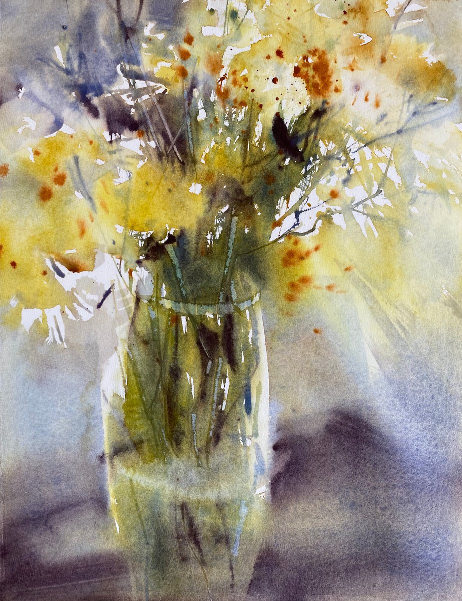 bouquet of daisies - floral watercolor by Anna Boginskaia