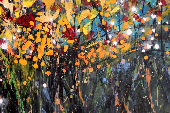 "Evanescence" #1  - Large original abstract floral landscape