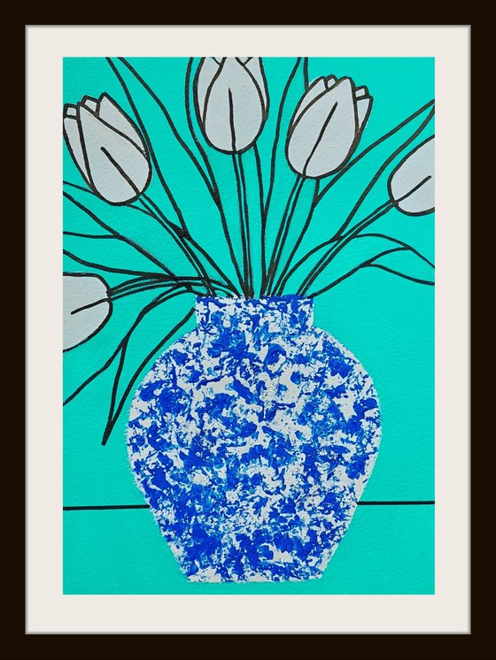 White Tulips in a Chinese Vase