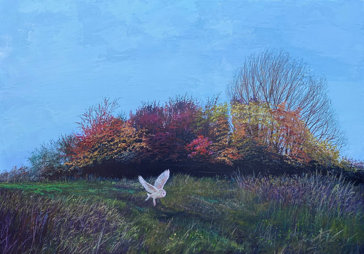 ’Quartering the Autumn Meadow’ Large Oil painting by Simon Jones
