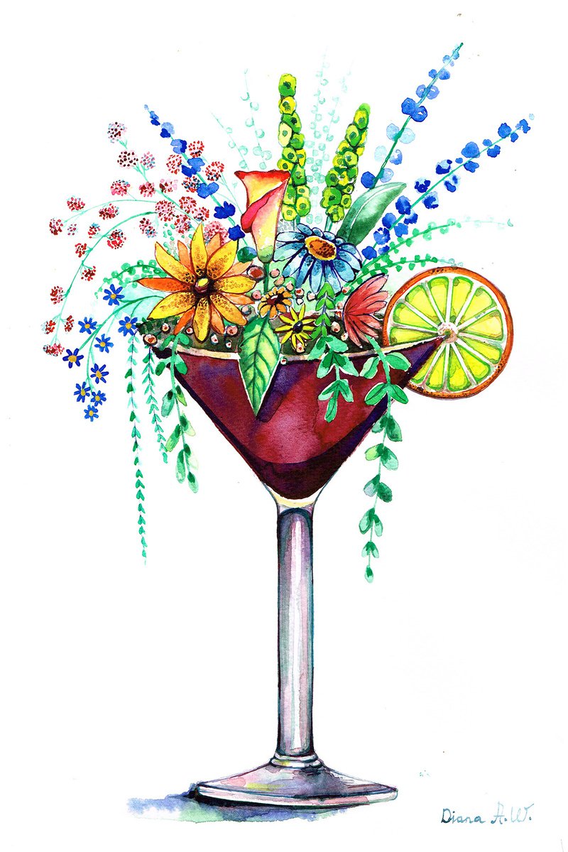 Flowers in Martini Glass by Diana Aleksanian