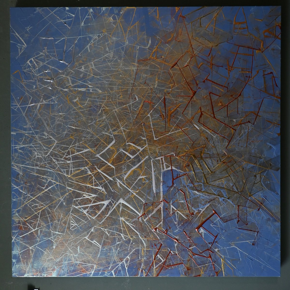 Geometric Abstract Acrylic Painting By Giuseppe Pastore, 31 X 31, It