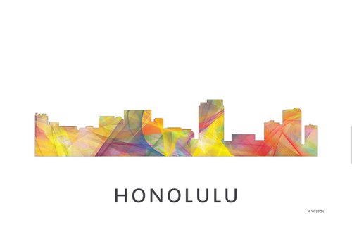 Honolulu Hawaii Skyline WB1 by Marlene Watson