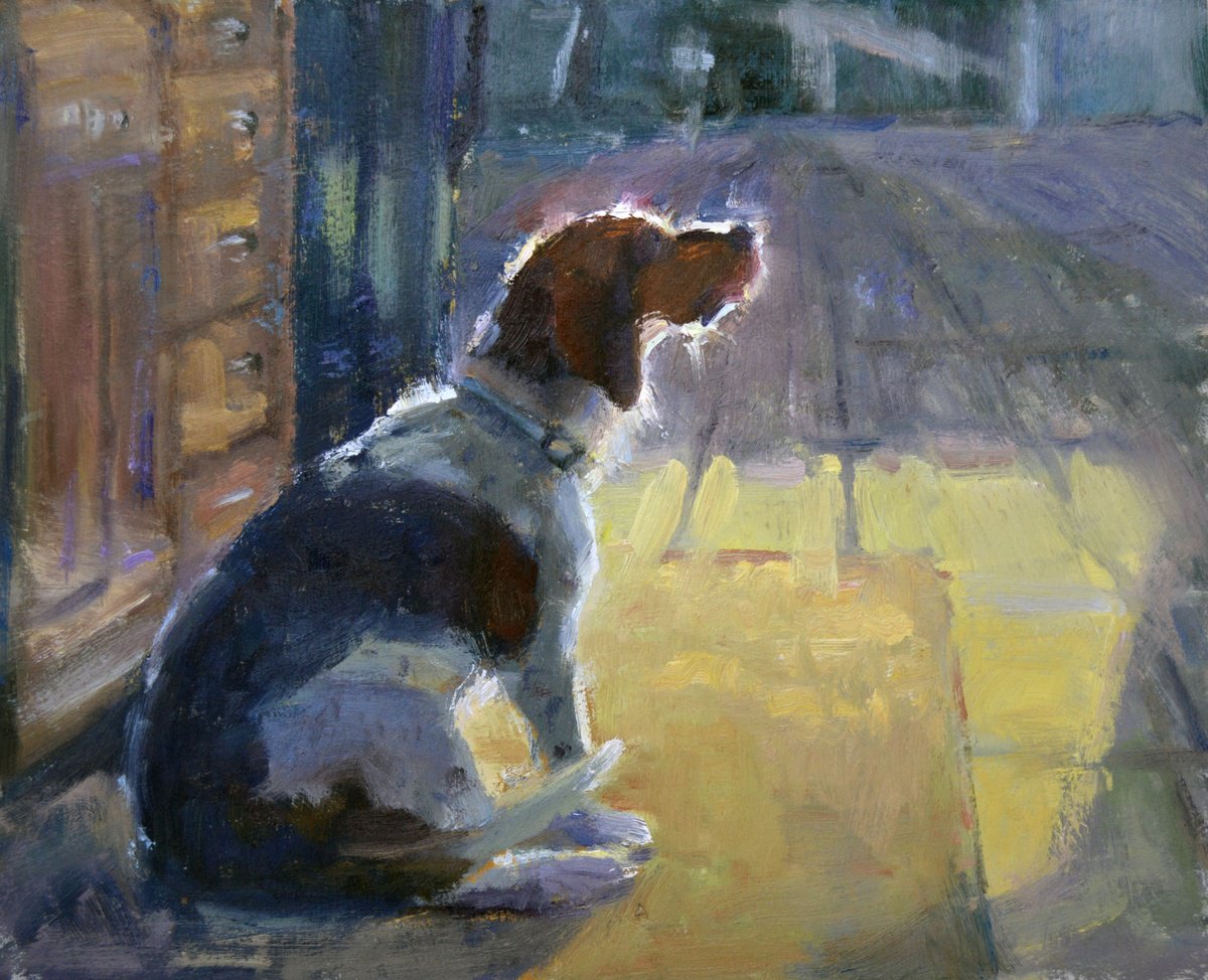 Impressionistic Animal Oil Painting By Kristina Sellers, 14 X 11", King Of The Kitchen, Original Artwork