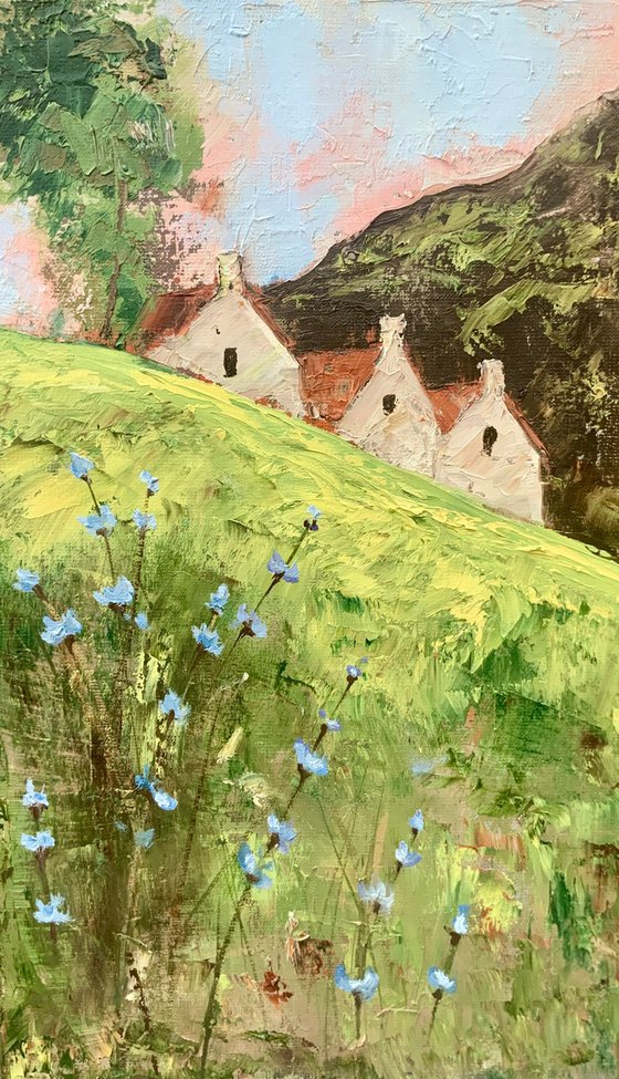 Blue Wildflowers on the Hillside