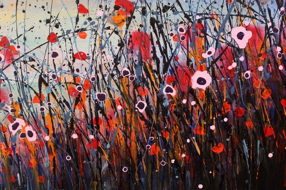 In The Fullness Of Time   - Super sized original abstract floral landscape