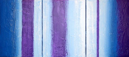 Beautiful triptych abstract original "Purple Intention" abstract painting art canvas - 27 x 12 inches by Stuart Wright