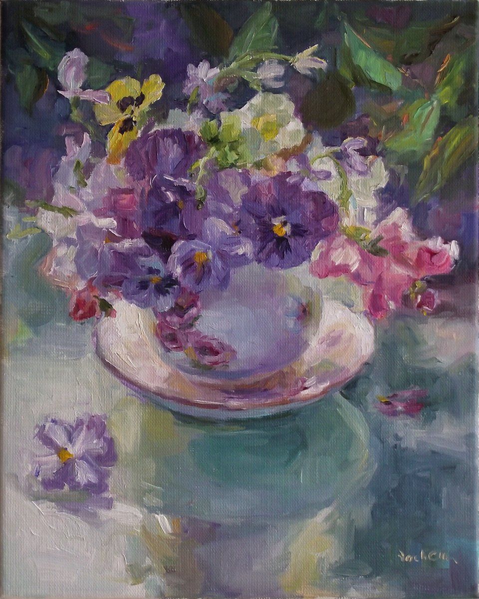 Impressionistic Botanical Oil Painting By Vachagan Manukyan, 9 X 12", Spring Flowers #4, Original Artwork