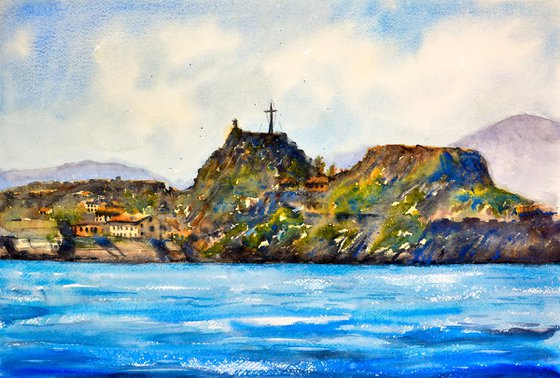 Corfu island panorama Kerkyra Greece 35x54cm 2022