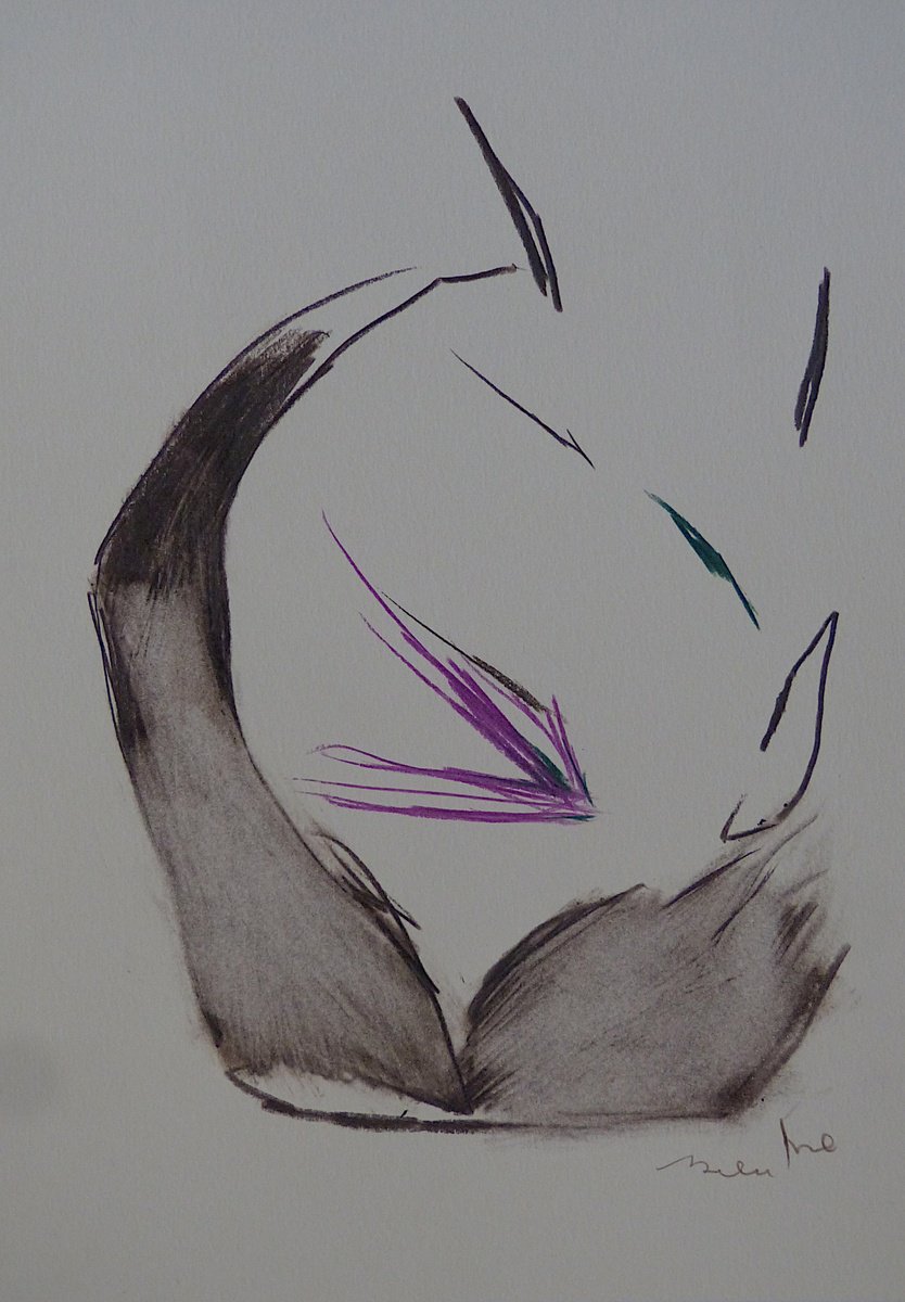 Expressive Portrait Pencil Drawing By Frederic Belaubre, 8 X 11, The Electric Face 2, Original Artwork