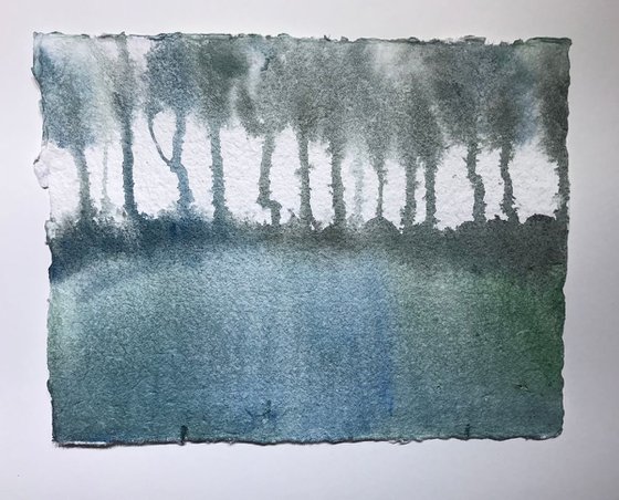 Watercolor landscape painting Trees 260820195