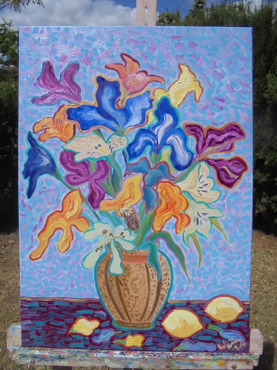 Irises in a vase 4 SOLD