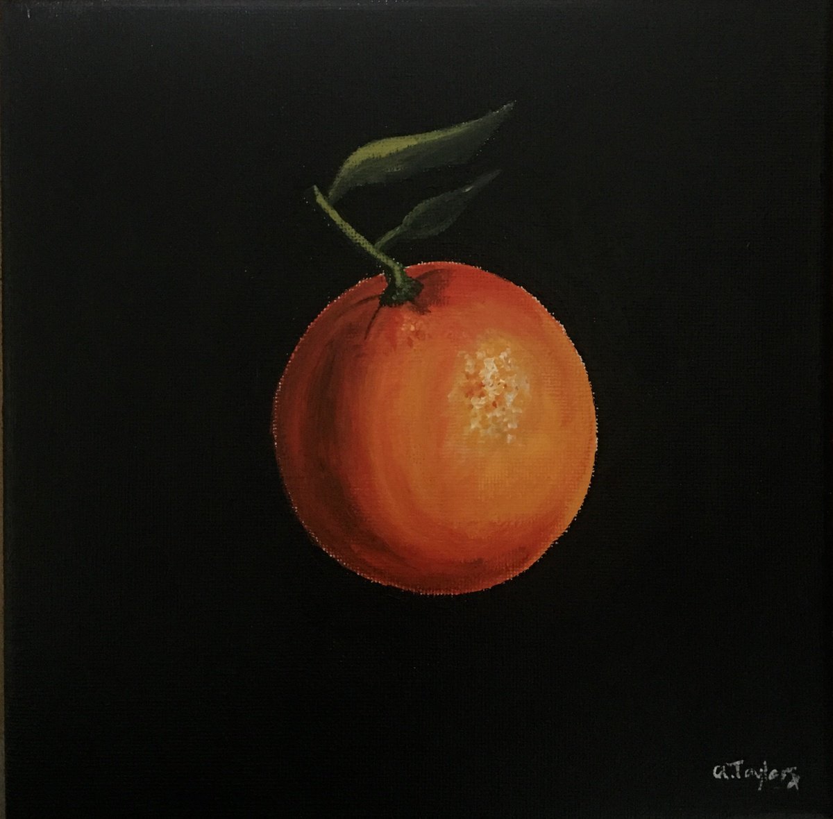 Impressionistic Still Life Acrylic Painting By Amelia Taylor, 8 X 8, Orange, Original Artwork