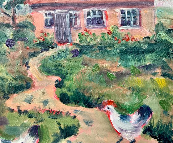 Village house and chickens