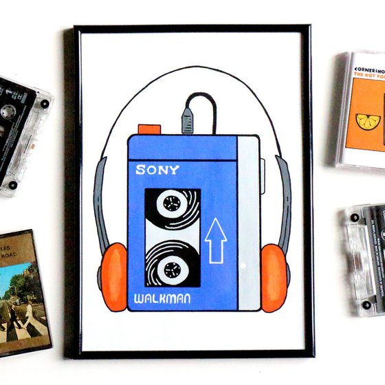 Sony TPS-L2 Walkman - Retro Pop Art Painting On Unframed A4 Paper