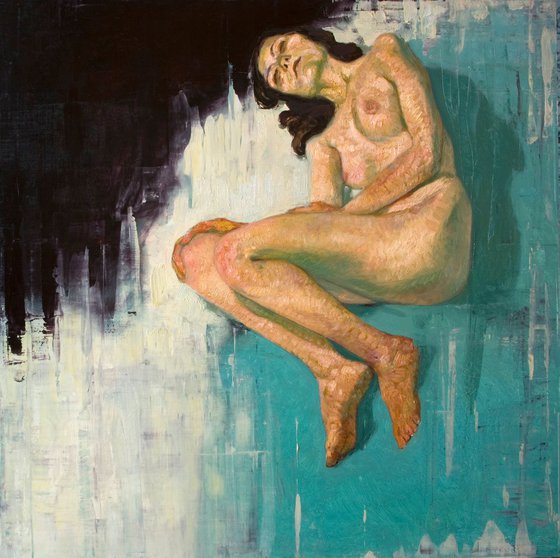 nude woman on abstract