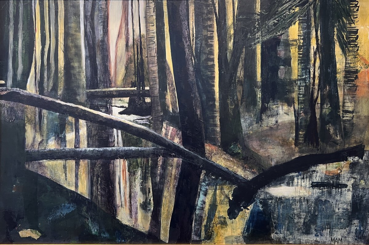 Impressionistic Landscape Acrylic Painting By Maryanne Mckernie, 36 X 24", Where The Birds Sing, Original Artwork