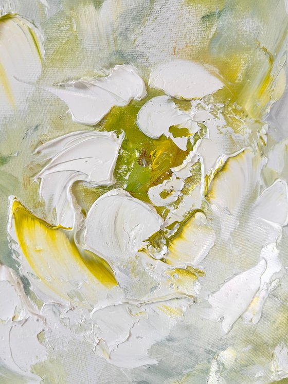 Yellow White texture peonies