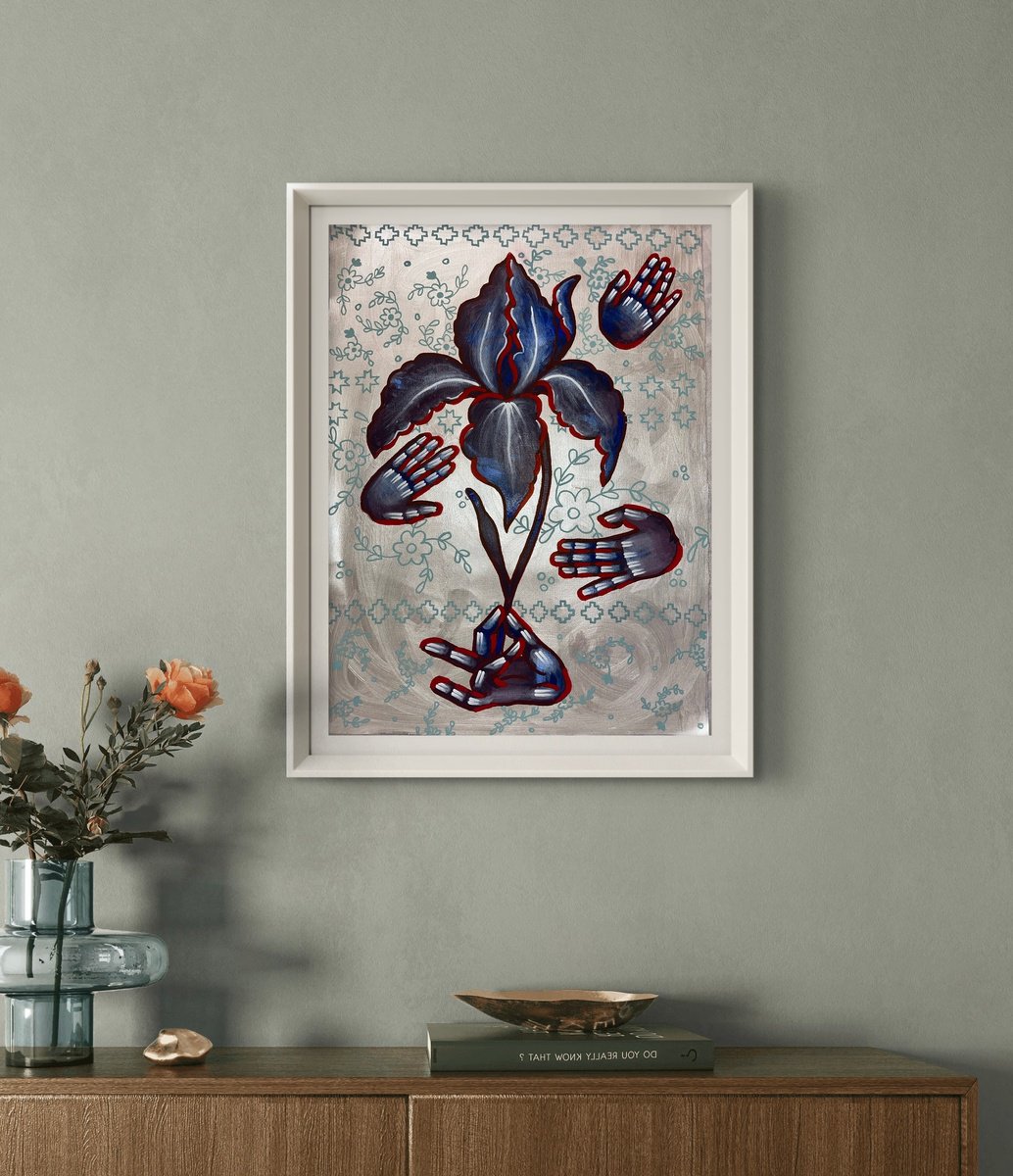 Naive Botanical Acrylic Painting By Yuliia Chaika, 16 X 22", So You Can Bloom, Original Artwork