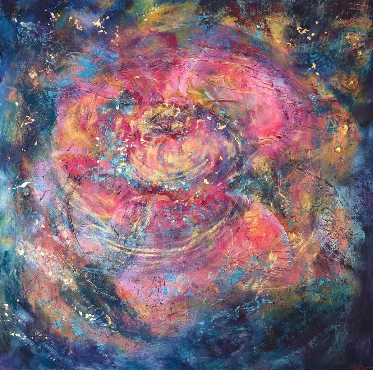 Abstract Botanical Acrylic Painting By Tetiana Pchelnykova, 31 X 31", Essence Of Bloom, Original Artwork