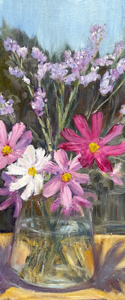 Cosmos and sea lavender by Shelly Du