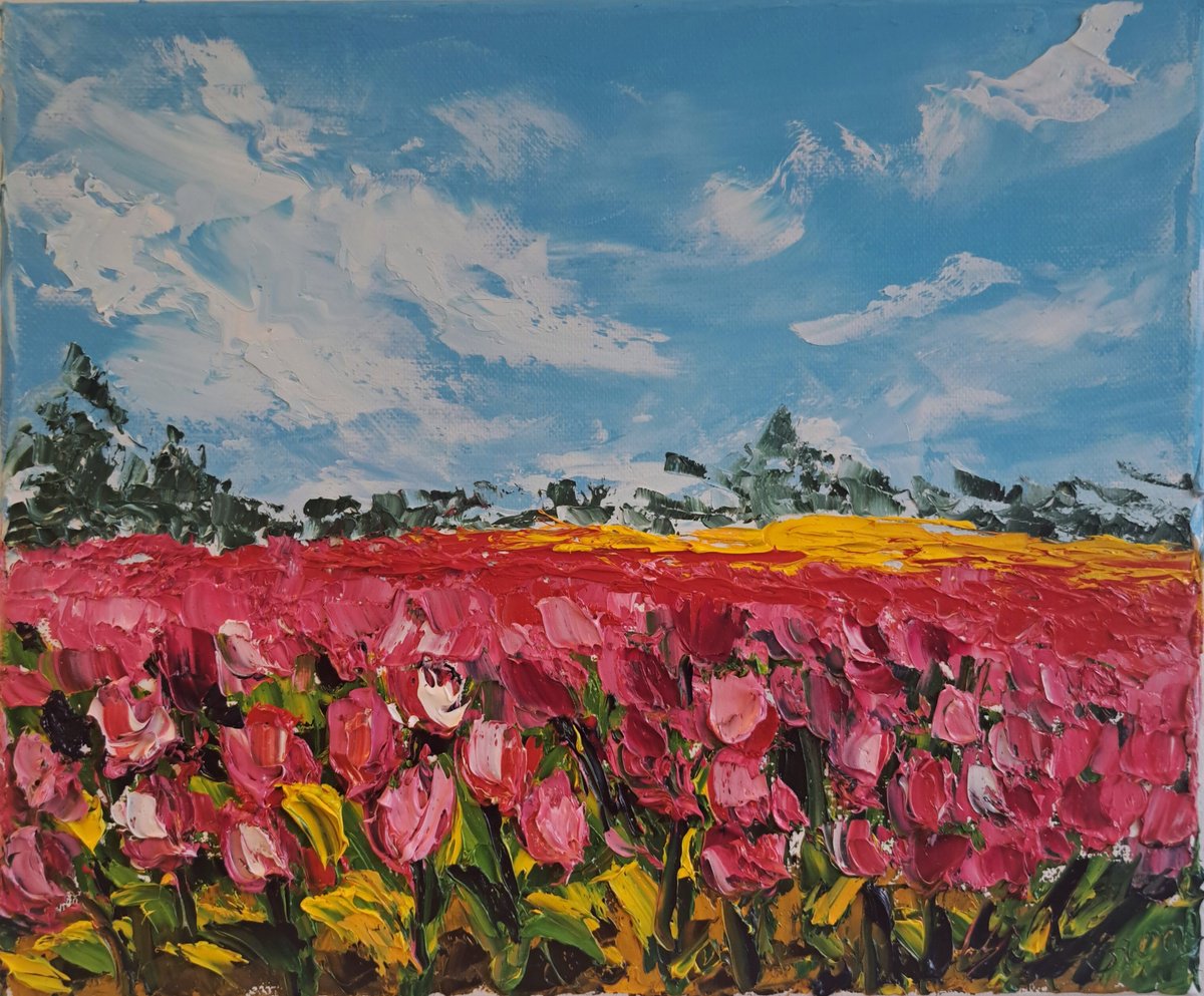 Impressionistic Landscape Oil Painting By Oksana Fedorova, 12 X 10", Nederlands Landscape, Original Artwork