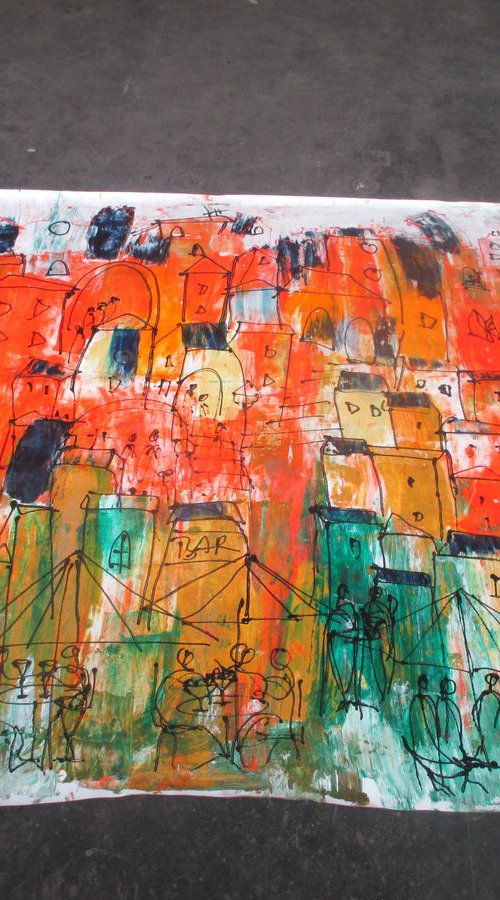 red city - xxl artwork unstretched on canvas . send as tube by Sonja Zeltner-Müller