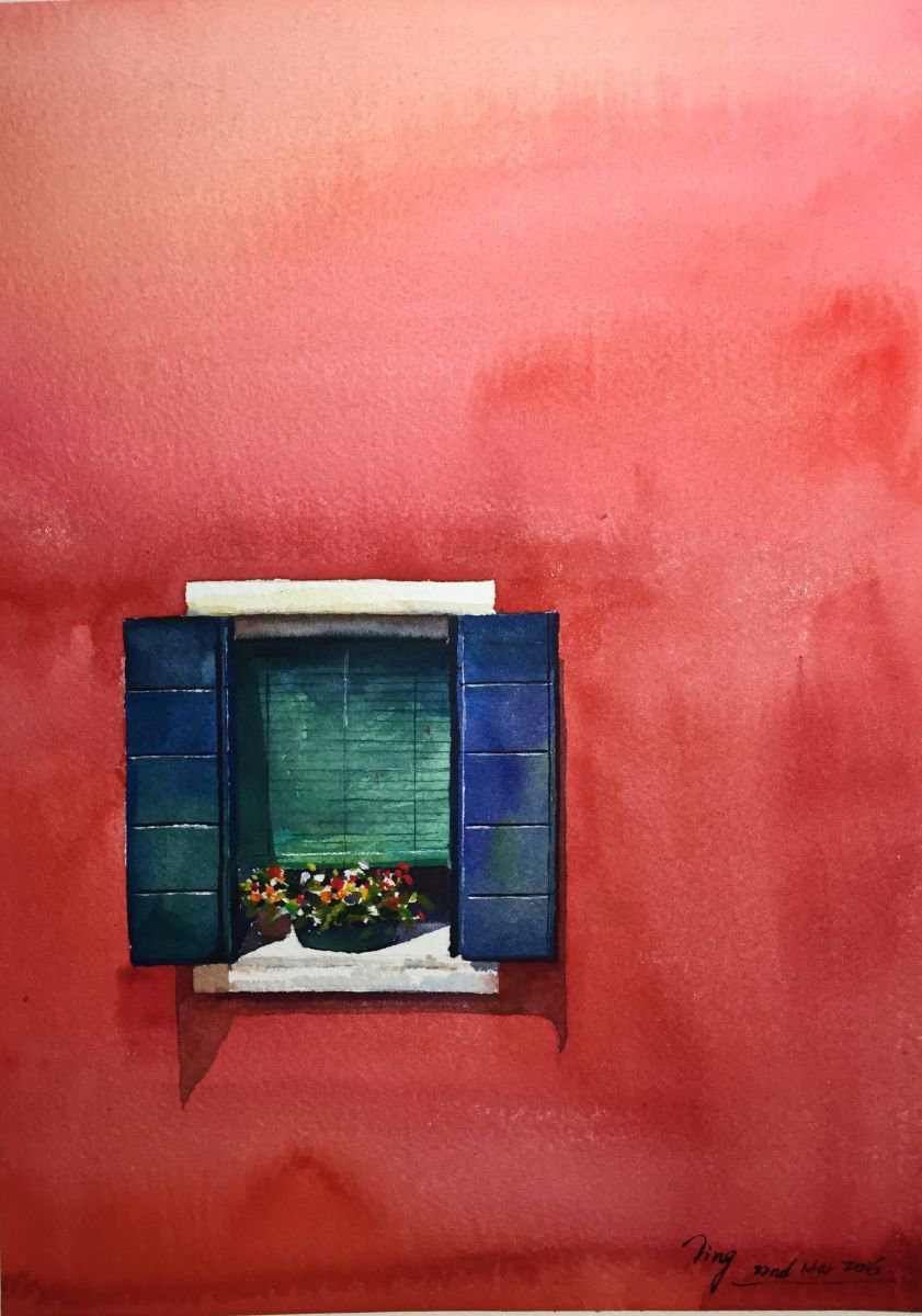 Impressionistic Botanical Watercolour By Jing Chen, 11 X 15, A Window To My Heart, Original Artwork