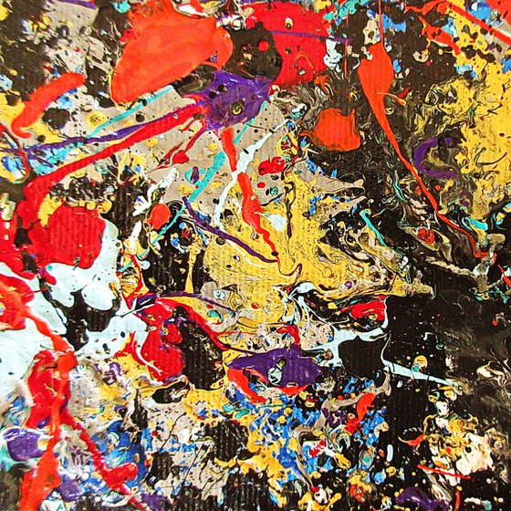 WATER-EARTH-FIRE, POLLOCK MODE, framed